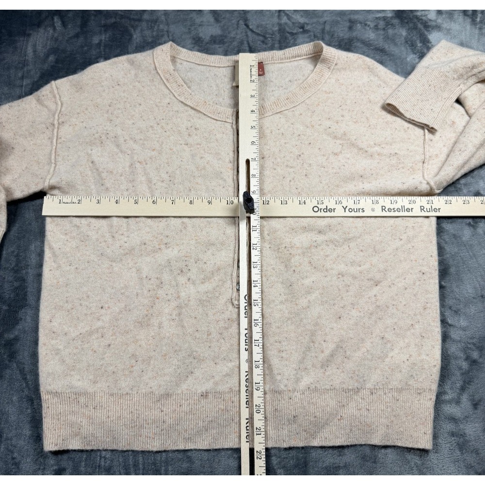 Pilcro 100% Cashmere Sweater Women S Creamsicle Fleck Henley Anthropologie - Picture 2 of 9